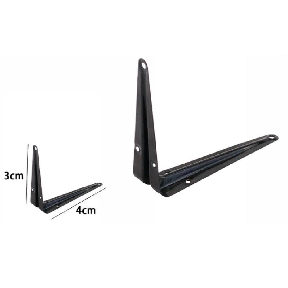 2 PZ REGGIMENSOLA SUPPORTO STAFFA TRIANGOLARE MENSOLA METALLO 3 X 4CM NERA 07909 - 1
