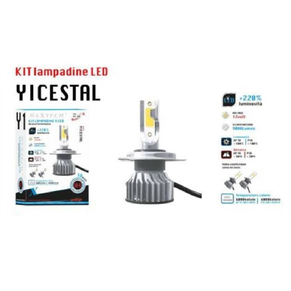 KIT LAMPADINE A LED AUTO H4 38W LUCE FREDDA 6000K 12V 9000 LUMEN MAXTECH Y1-H4 - 2