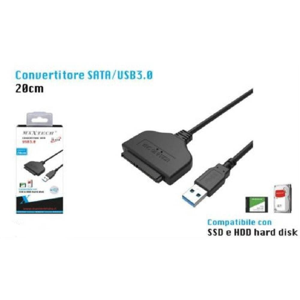 CONVERTITORE CAVO ADATTATORE SATA USB 3.0 20CM SSD HDD HARD DISK MAXTECH SA-U3.0 - 5