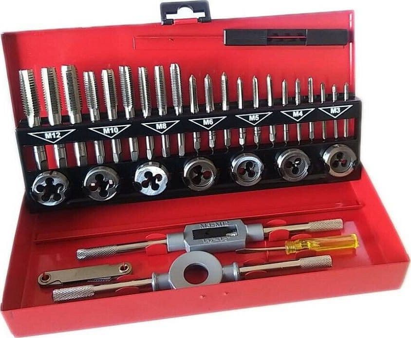 SET 32 PEZZI CASSETTA KIT FILIERA PER FILETTATURA MASCHI E FEMMINE HX32TD - 6