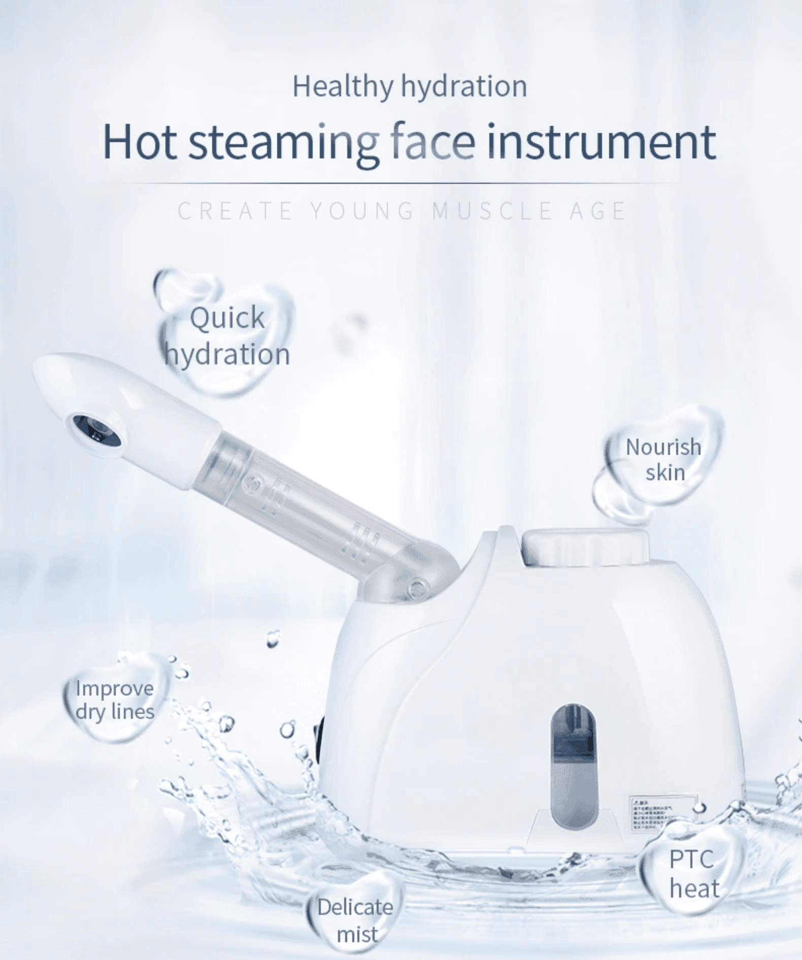 VAPORIZZATORE FACCIALE PORTATILE PULIZA VISO ESTETICA CON IDROCONTENITORE 400 W - 2