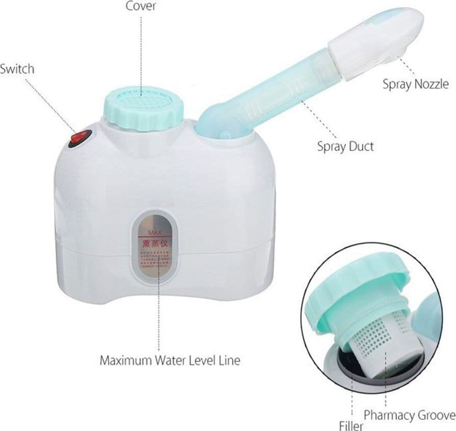 VAPORIZZATORE FACCIALE PORTATILE PULIZA VISO ESTETICA CON IDROCONTENITORE 400 W - 6
