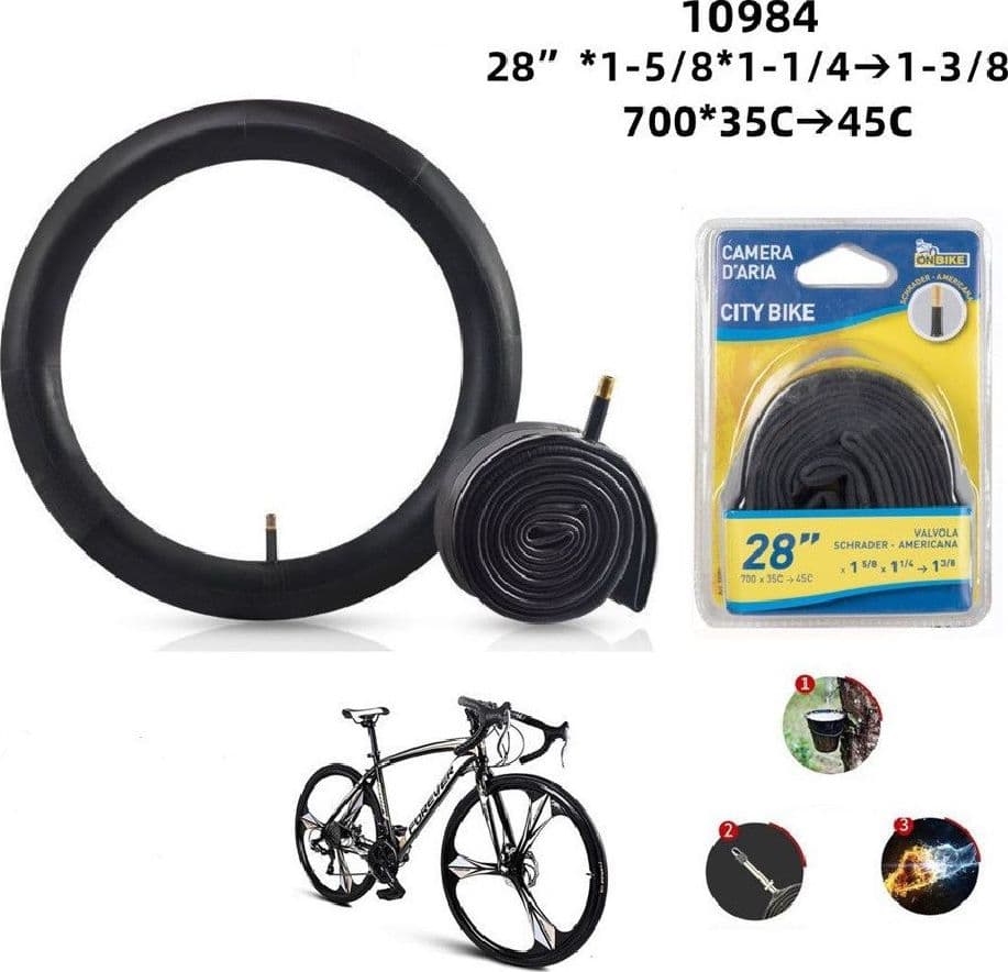 CAMERA D'ARIA BICI 28" 700 X 35C 45C X1 5/8 X1 1/4 1 3/8 VALVOLA SCHRADER 10984 - 2