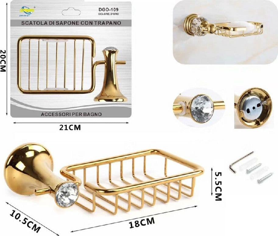 PORTA SAPONETTA SAPONE SUPPORTO DORATO ORO ARREDO BAGNO CASA CUCINA DGO-109 - 2
