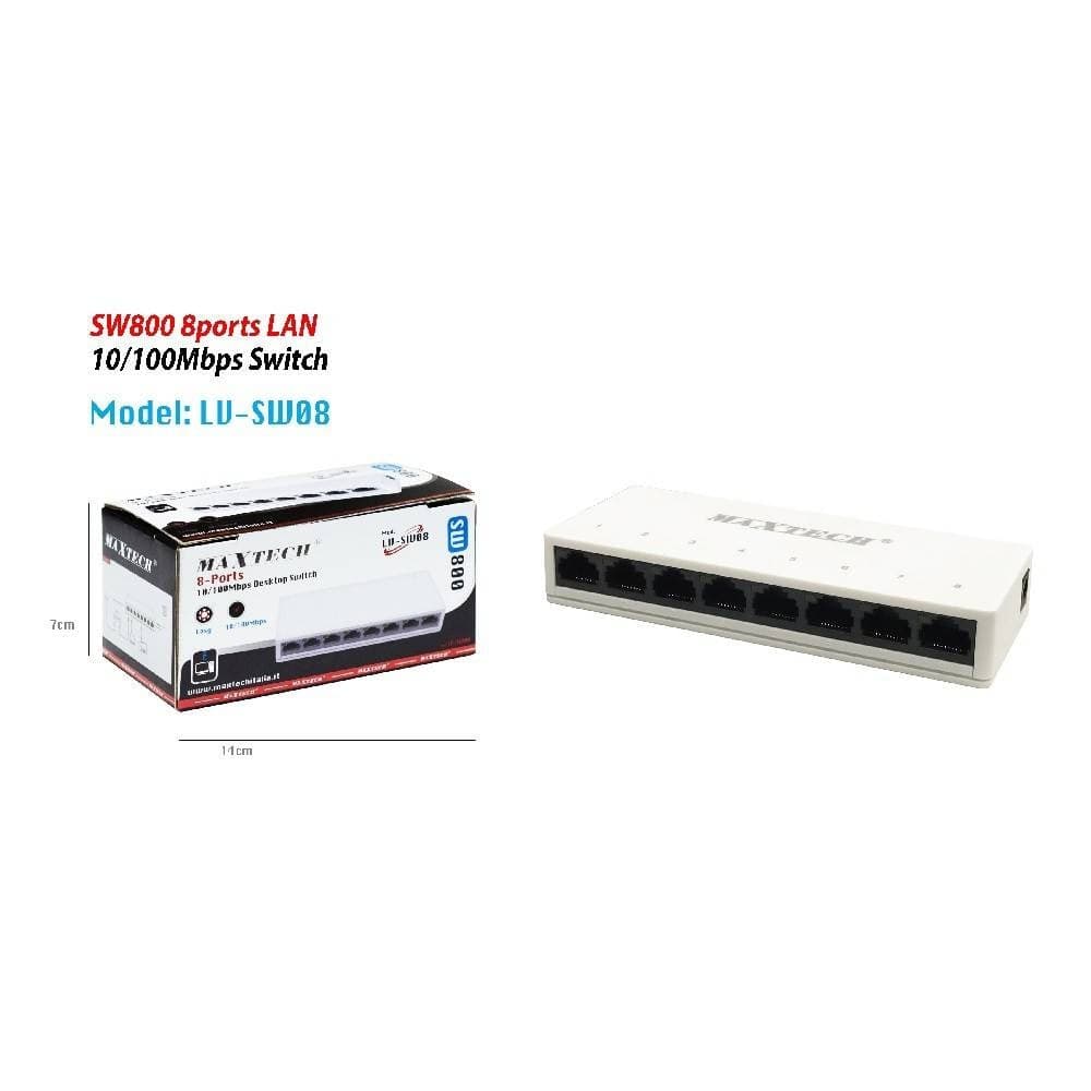 SWITCH DESKTOP 8 PORTE LAN 10/100MBPS SW800 FACILE INSTALLAZIONE MAXTECH LV-SW08 - 2