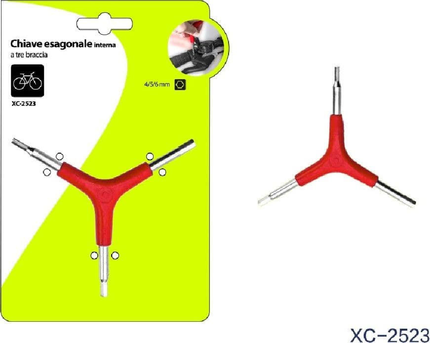 CHIAVE CHIAVINO ESAGONALE PER BICICLETTA INTERNA A TRE BRACCIA 4 5 6 MM XC-2523