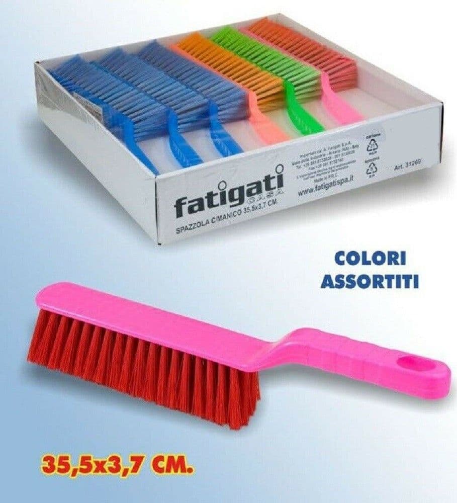 2PZ SPAZZOLA CON MANICO IN PLASTICA PULIZIA DELLA CASA MOBILI POLVERE 35,5X3.7CM - 2