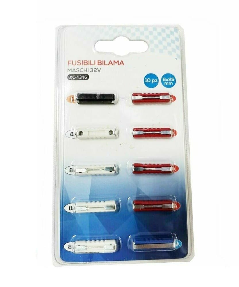 KIT 10 PZ FUSIBILI BILAMA AUTO MOTO SCOOTER 6X25MM 5A/8A/16A/20A/25A/30A XC-1316 - 2