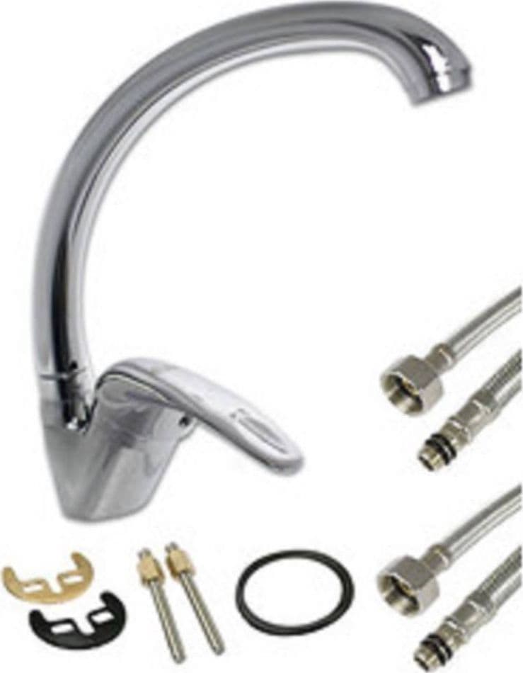 RUBINETTO DA CUCINA MISCELATORE DA LAVELLO MONOCOMANDO OTTONE CROMATO 52845A - 2