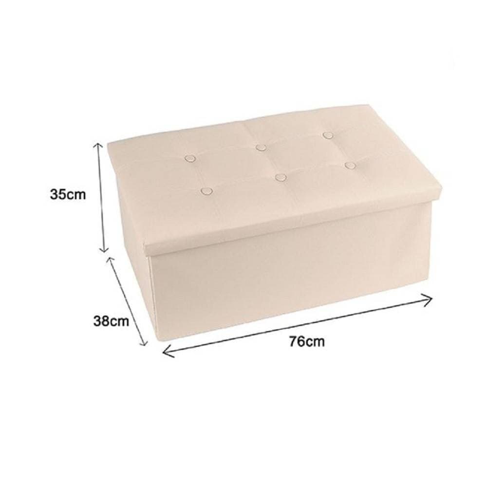 POUFF PUFF POUF CONTENITORE IMBOTTITO PORTA OGGETTI SEDUTA BEIGE 76X38X35CM - 2
