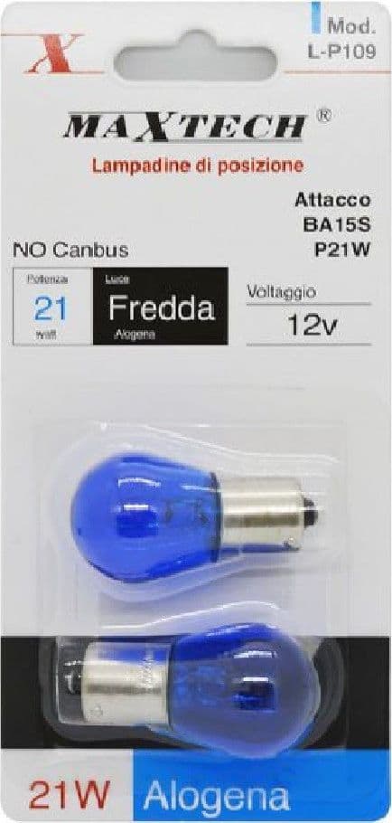 LAMPADINE DI POSIZIONE AUTO BA15S 12 V 21 W LUCE FREDDA ALOGENA NO CANBUS L-P109 - 3