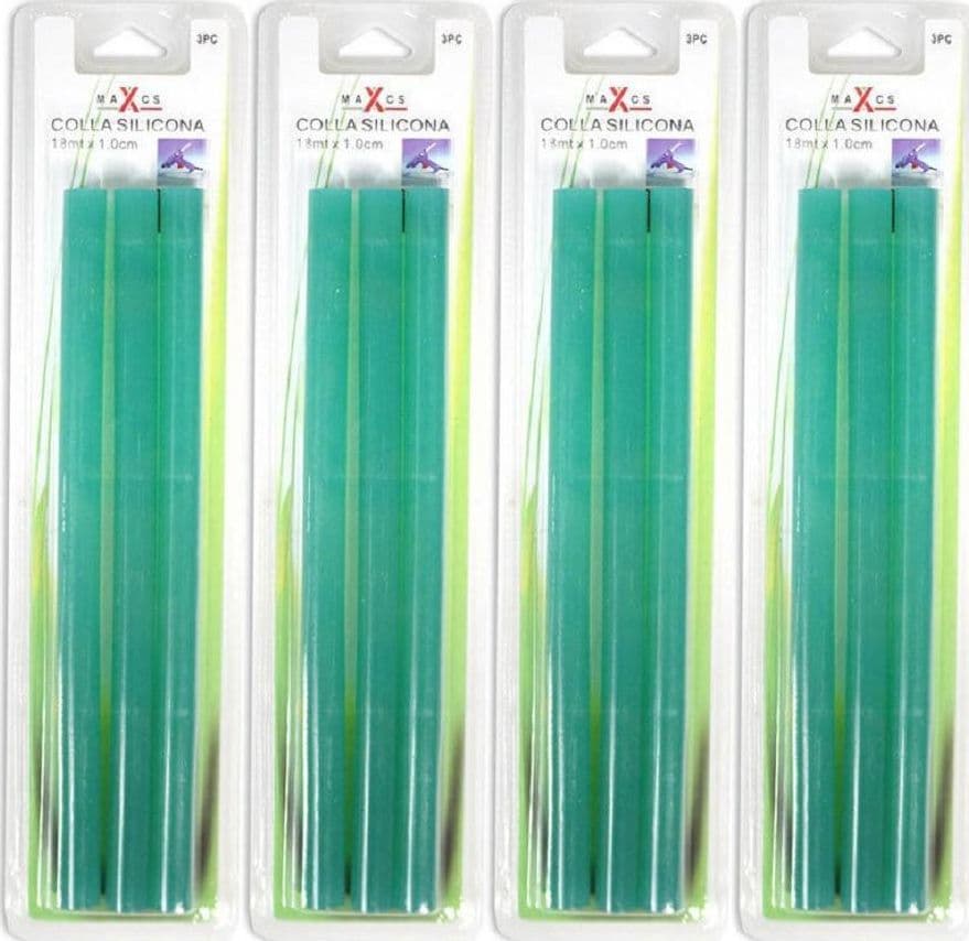 BASTONCINI COLLA 12 PZ PER PISTOLA A CALDO INCOLLATRICE VERDE 12PZ STICK 18X1 CM - 2