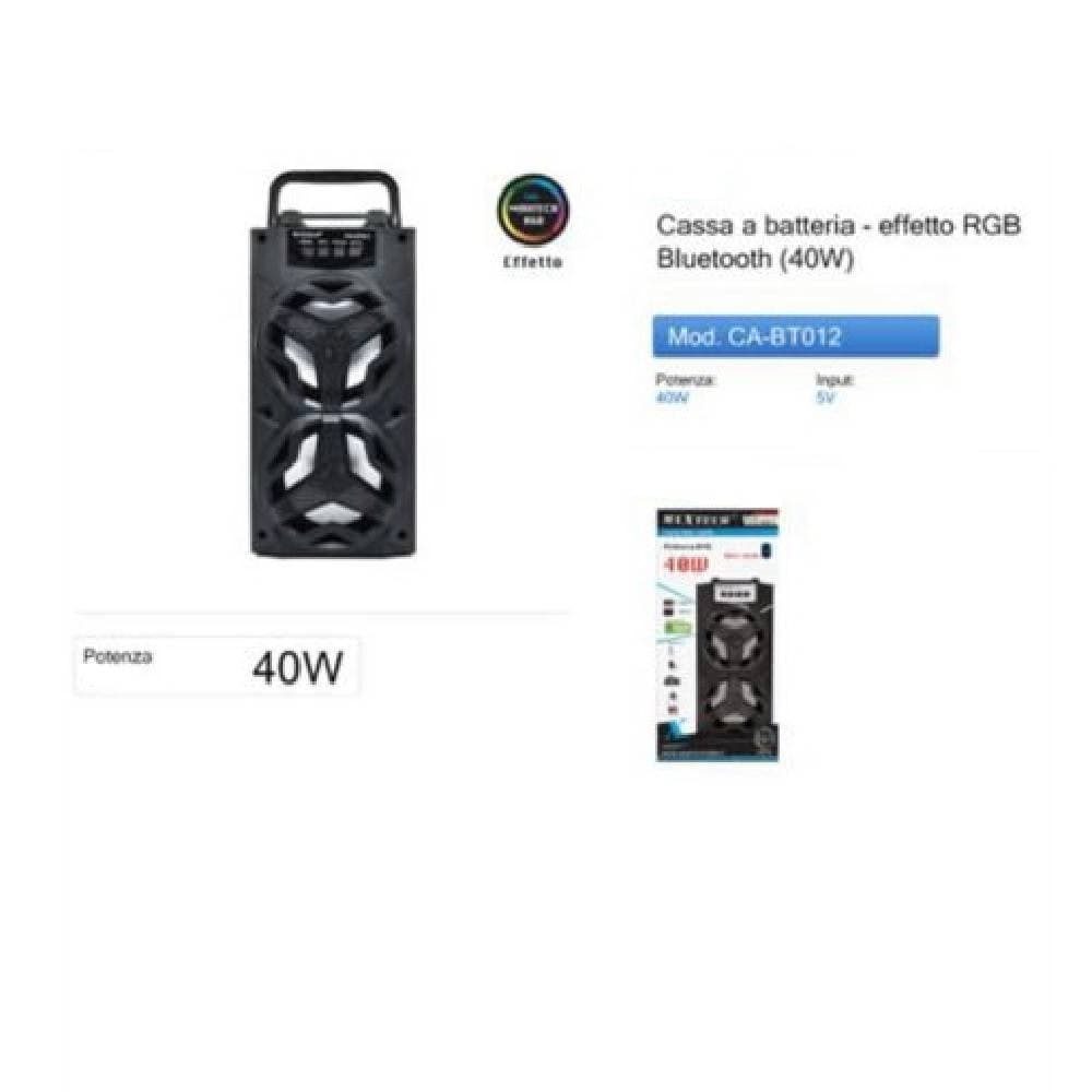 CASSA SPEAKER BLUETOOTH 40W ALTOPARLANTE EFFETTO RGB PORTATILE BATTERIA CA-BT012 - 2