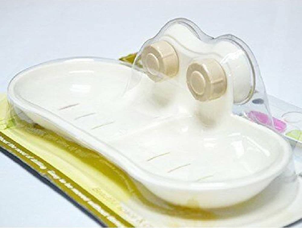 BAGNO PLASTICA MENSOLA DOCCIA PORTA 2 SAPONE ATTACCO A VENTOSA
