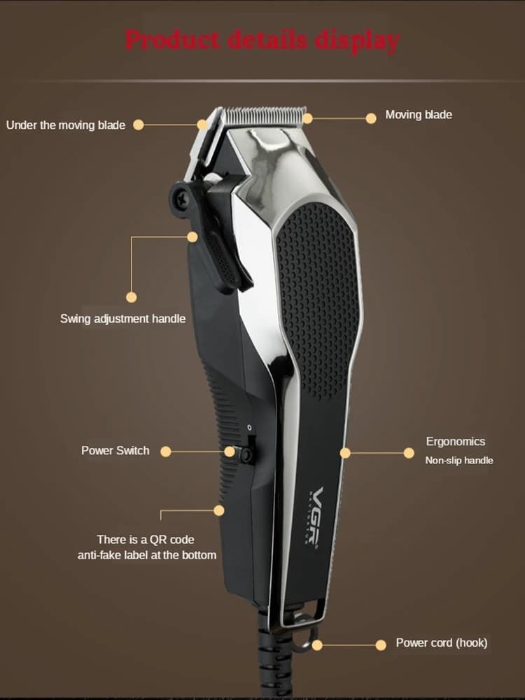 TAGLIACAPELLI REGOLA BARBA RASOIO CON FILO ELETTRICO PROFESSIONALE TRIMMER V-130 - 18