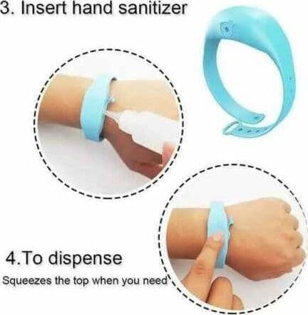 BRACCIALE PORTA GEL DISINFETTANTE IGIENIZZANTE MANI UNISEX RICARICABILE SILICONE - 3