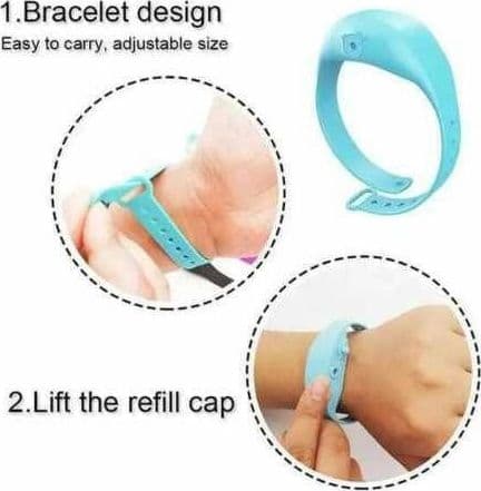 BRACCIALE PORTA GEL DISINFETTANTE IGIENIZZANTE MANI UNISEX RICARICABILE SILICONE - 9