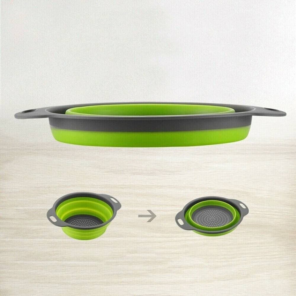 SET 2 SCOLAPASTA CESTELLO IN SILICONE PIEGHEVOLE RIPIEGABILE MULTIUSO 17 E 22 CM - 8