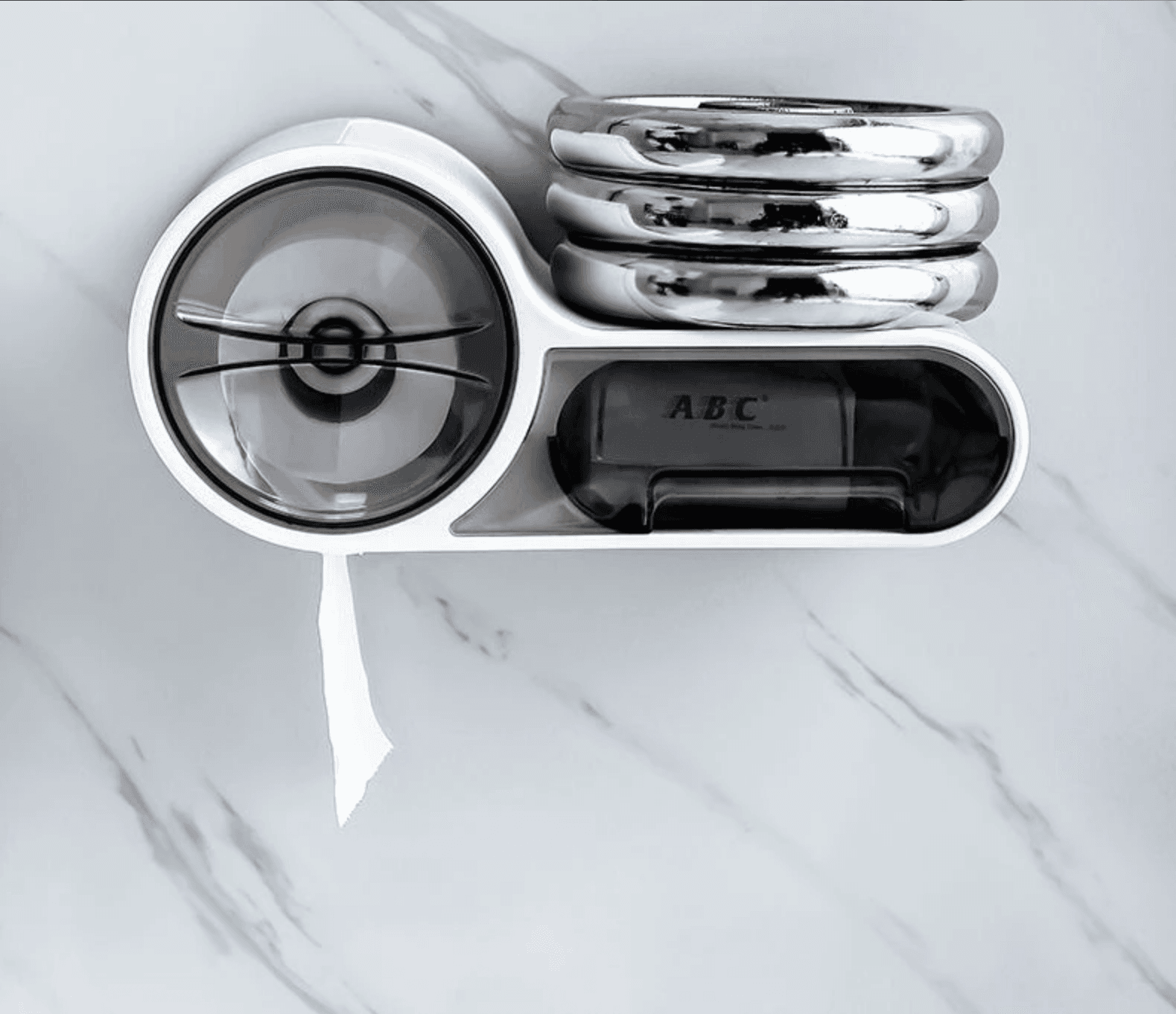 PORTA ROTOLO CARTA IGIENICA CON CASSETTO MULTIFUNZIONE ADESIVO A PARETE BAGNO - 8