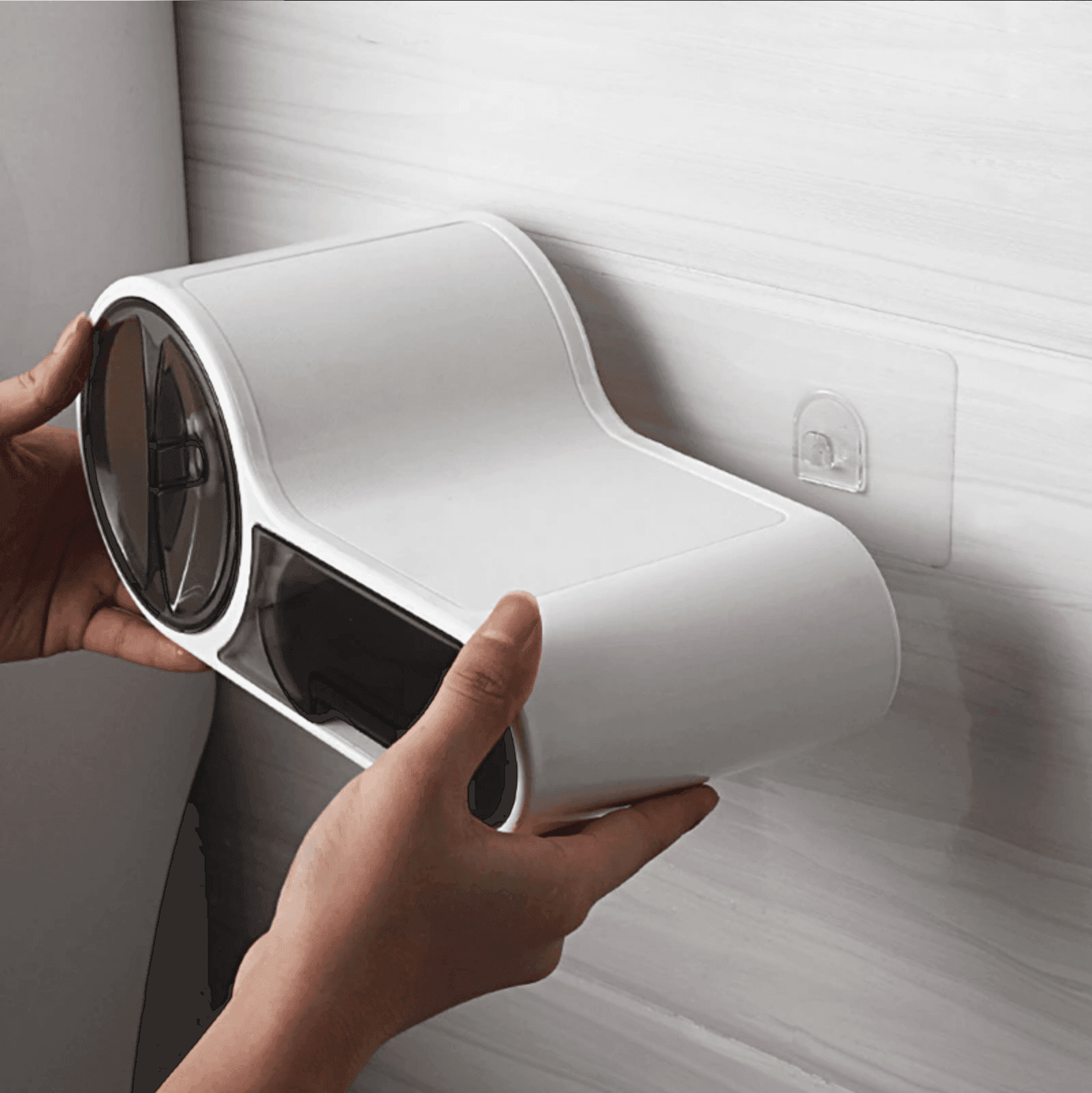 PORTA ROTOLO CARTA IGIENICA CON CASSETTO MULTIFUNZIONE ADESIVO A PARETE BAGNO - 10
