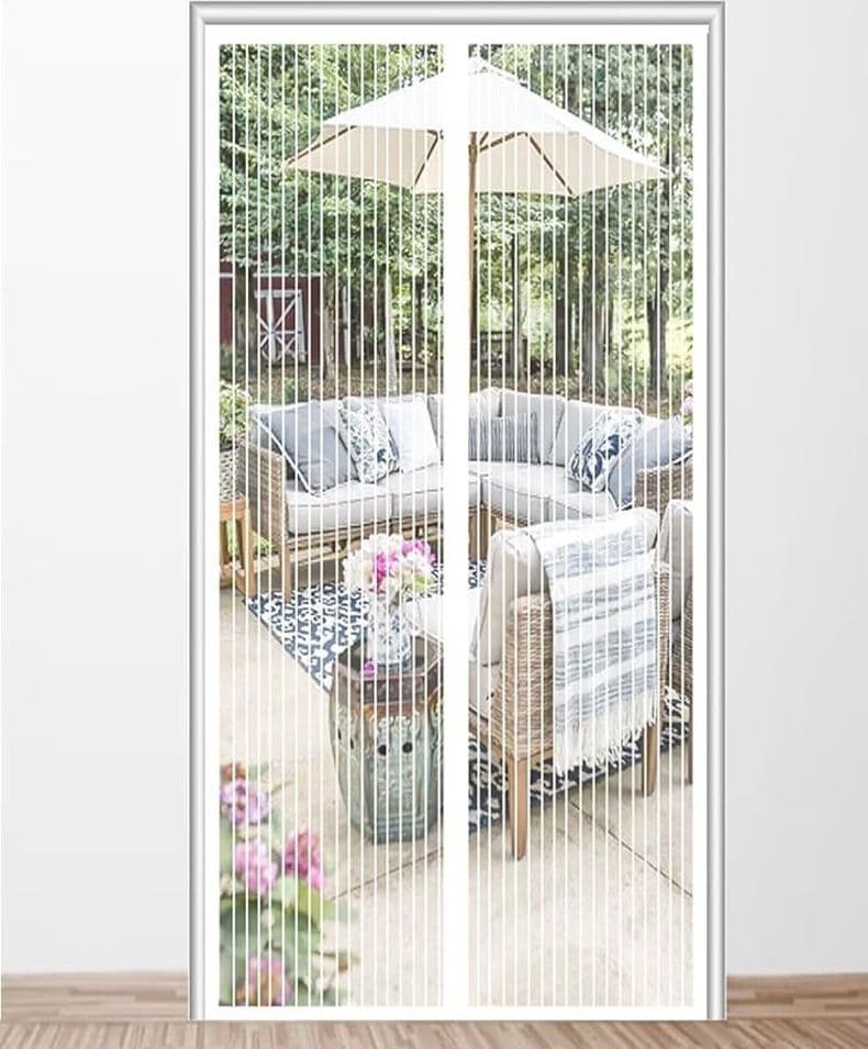 TENDA ZANZARIERA PORTE BALCONI INSETTI ZANZARE MAGNETICA BIANCA 90 X 210 CM 622134 - 5