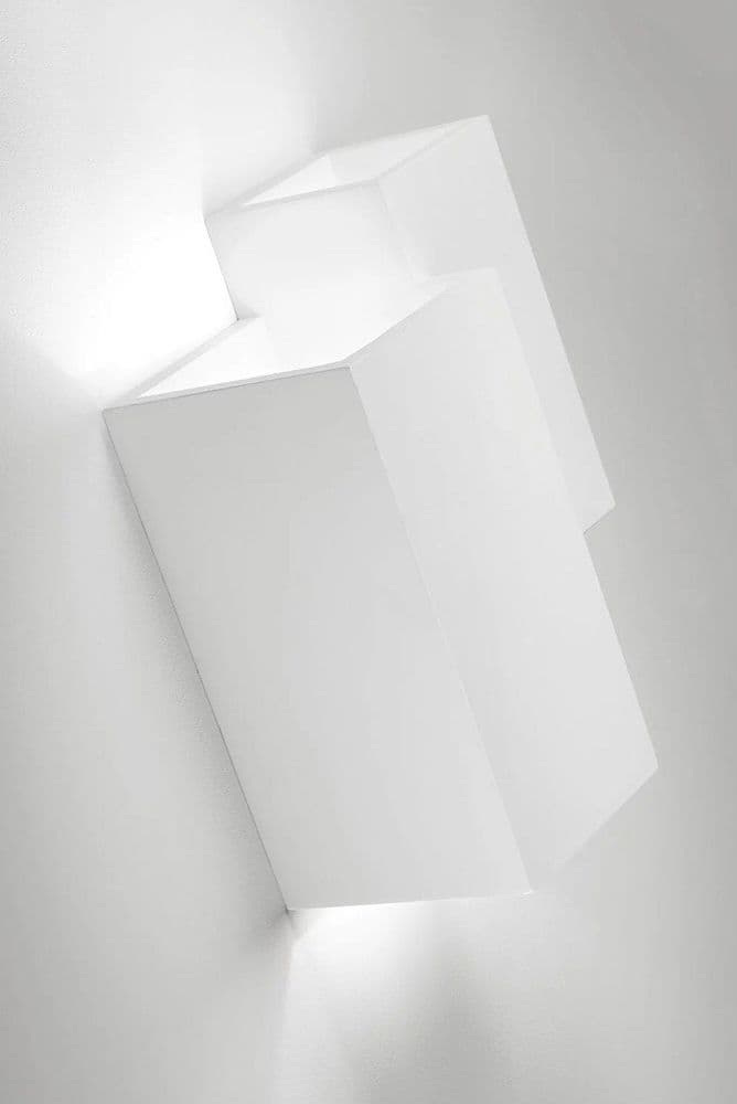 APPLIQUE PARETE IN GESSO 2 RETTANGOLI INCASTONATI BIANCO IP20 GS-E39 VERNICIABILE - 8