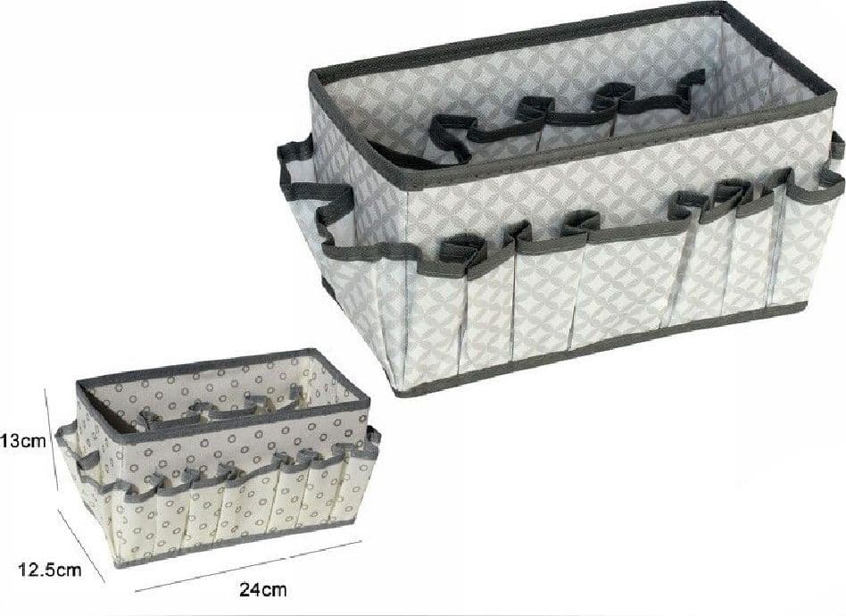 PORTAOGGETTI TESSUTO ORGANIZER CONTENITORE SCATOLA MULTITASCHE 24X12.5X13CM 53033A - 2