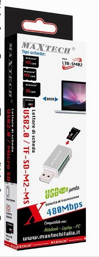 LETTORE DI SCHEDE MEMORIA MEMORY CARD USB 2.0 480 MBPS TF/SD/M2/MS CARD LTO-SM02 - 3