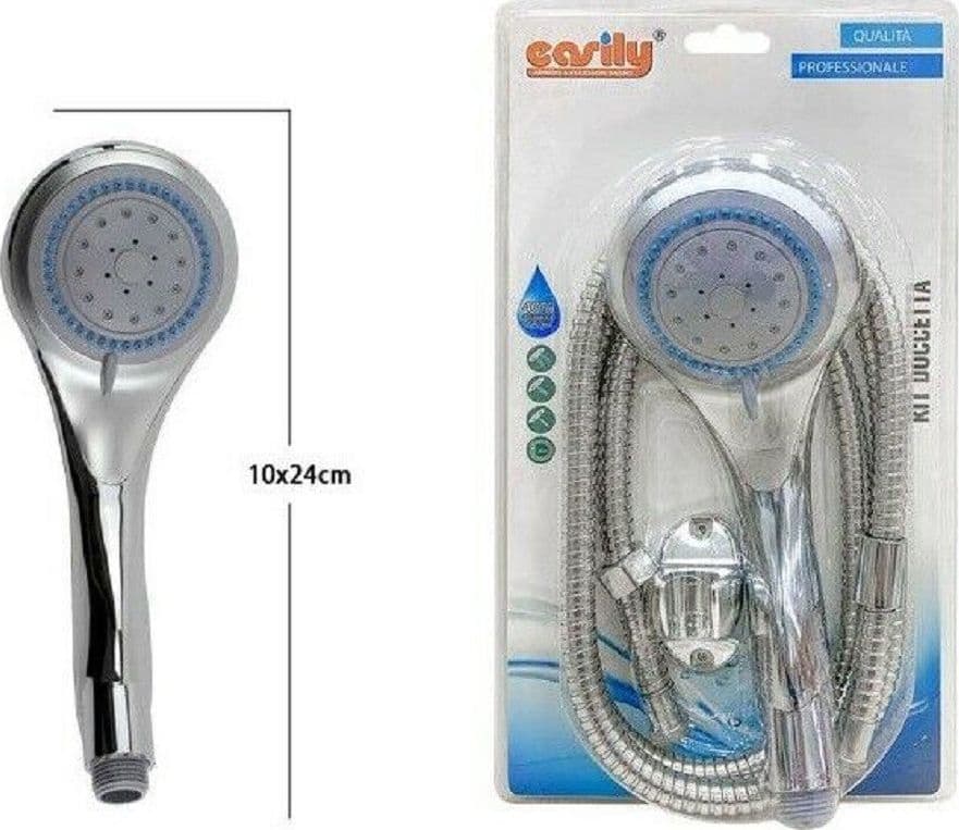 KIT BAGNO DOCCETTA DOCCINO SOFFIONE TONDO DOCCIA CON LACCIO 1,8 MT STAFFA 69039 - 2