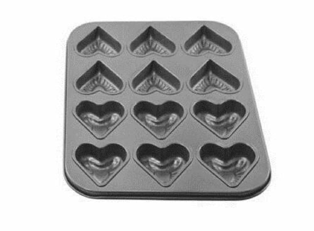 STAMPO TEGLIA VASSOIO ANTIADERENTE PER 12 MUFFIN CUPCAKE DOLCI BUDINO CUORI 59947 - 2