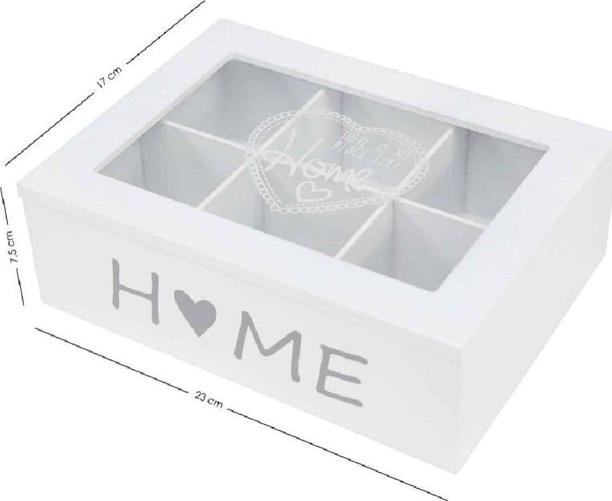 SCATOLA CONTENITORE LEGNO BIANCO HOME BACHECA 6 SCOMPARTI POSTI VETRINA 219615