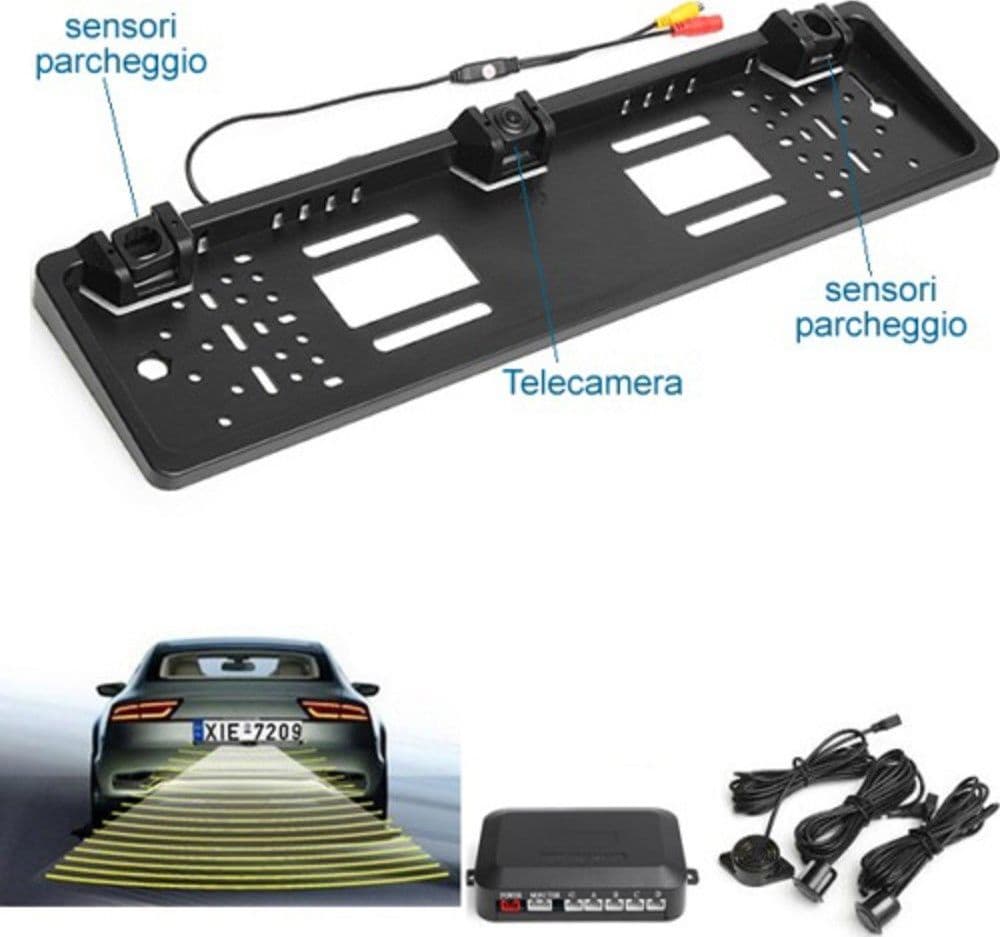 MONITOR PORTATARGA CON TELECAMERA E SENSORI DI PARCHEGGIO MONITOR DA 4.3" - 3