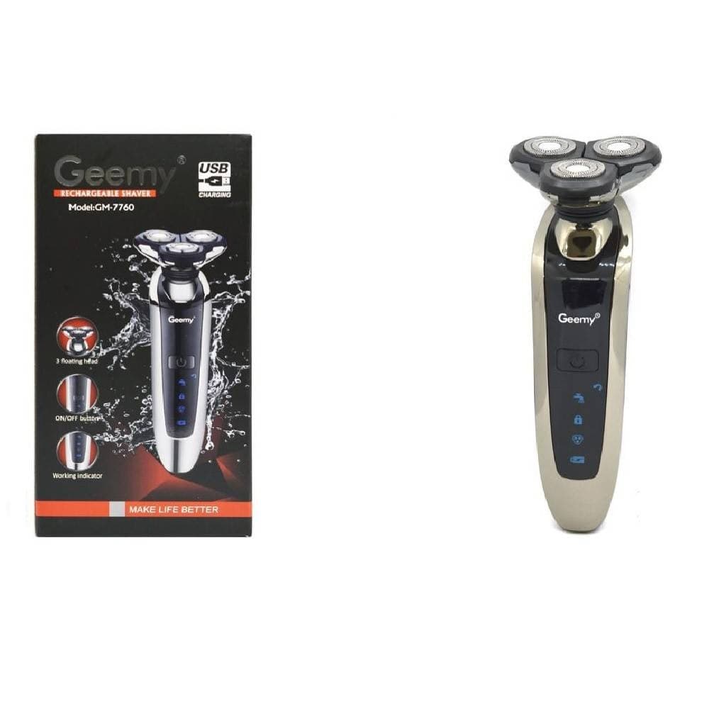 RASOIO RICARICABILE ELETTRICO PROFESSIONALE BARBA A 3 TESTINE FLOTTANTI GM-7760 - 4