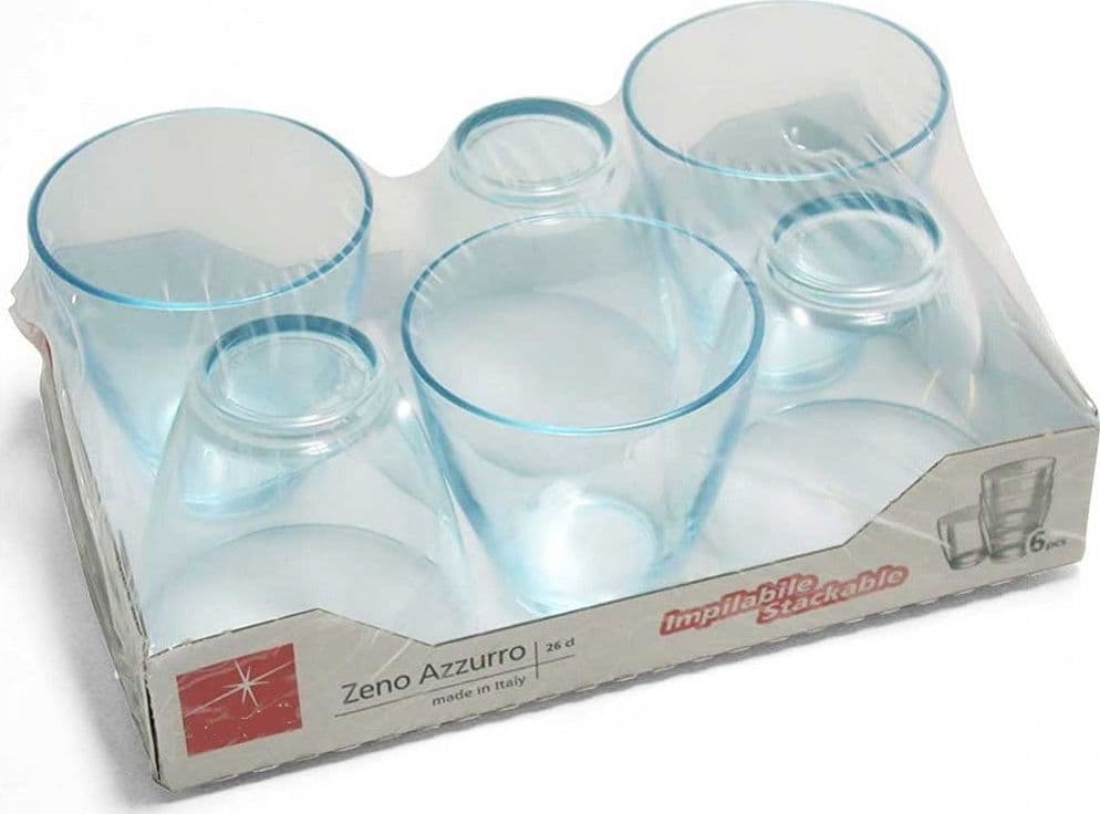 SET DA 6 PEZZI BICCHIERI IN VETRO BICCHIERE PER ACQUA VINO BIBITE BLU 26 CL - 4