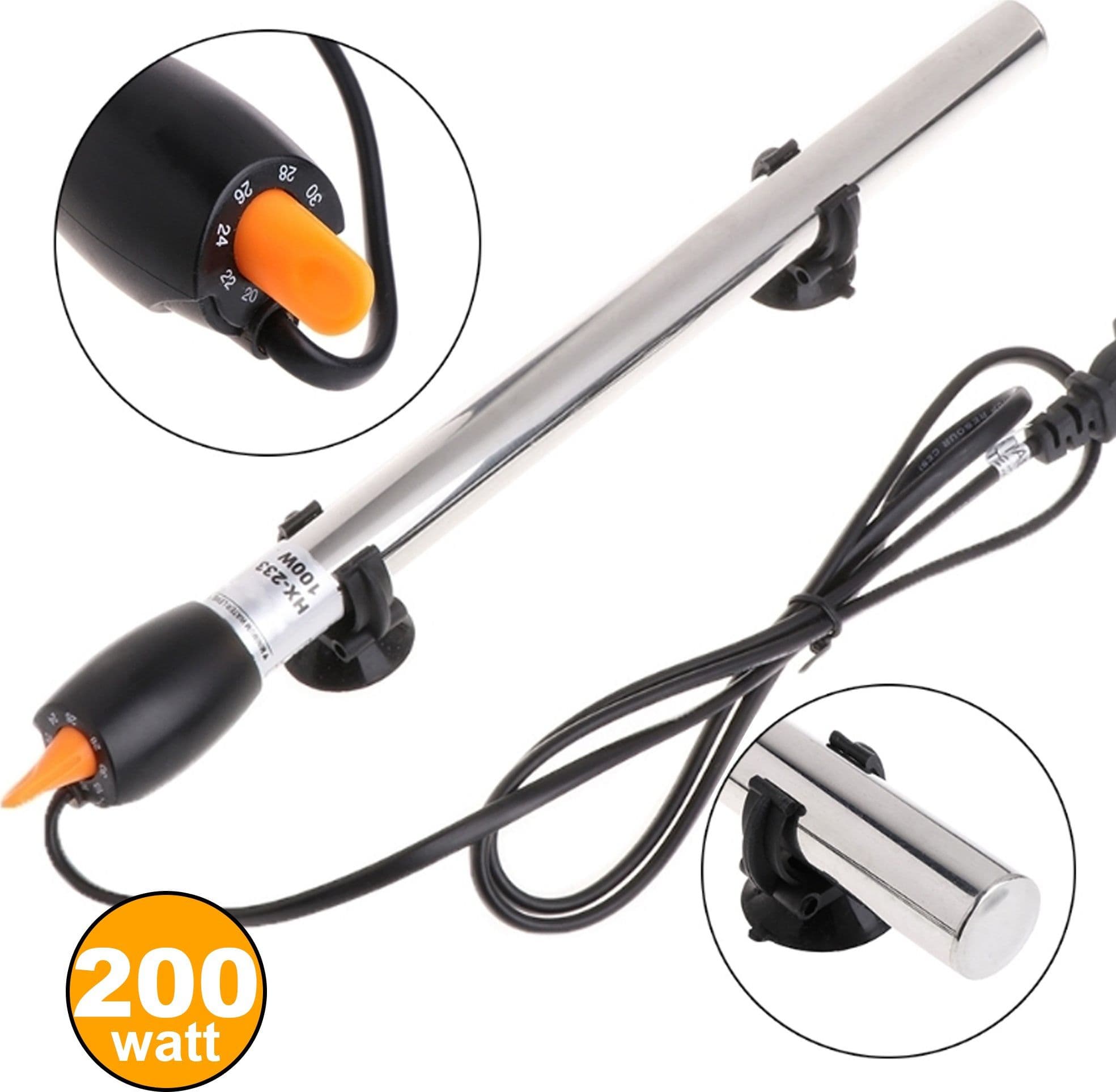TERMO RISCALDATORE PER ACQUARIO 200 W TERMOREGOLATORE CON TERMOSTATO IN ACCIAIO - 1