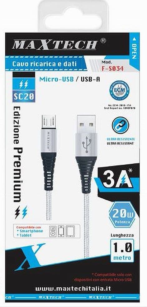 CAVO MICRO USB A USB-A PREMIUM TRASFERIMENTO DATI RICARICA 1MT SMARTPHONE F-S034 - 9
