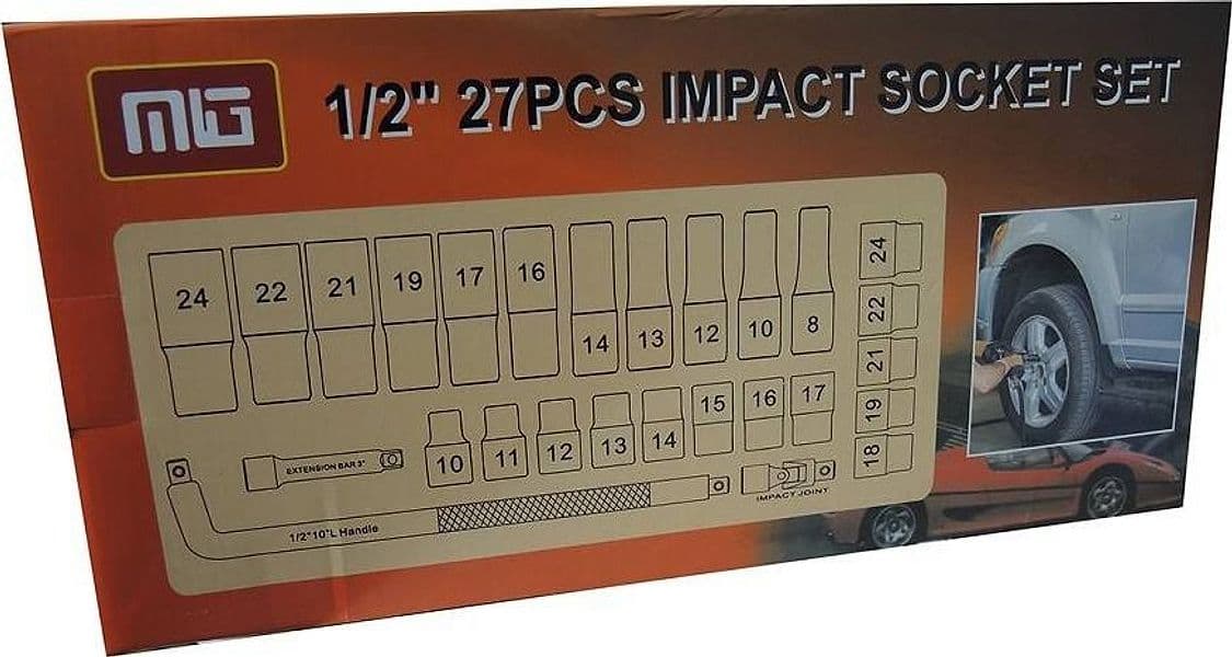 KIT 27 BUSSOLE/BOCCOLE ADATTATORE RINFORZATE PER AVVITATORE PNEUMATICO DA 1/2" - 3