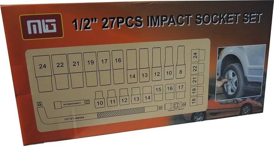 KIT 27 BUSSOLE/BOCCOLE ADATTATORE RINFORZATE PER AVVITATORE PNEUMATICO DA 1/2" - 3