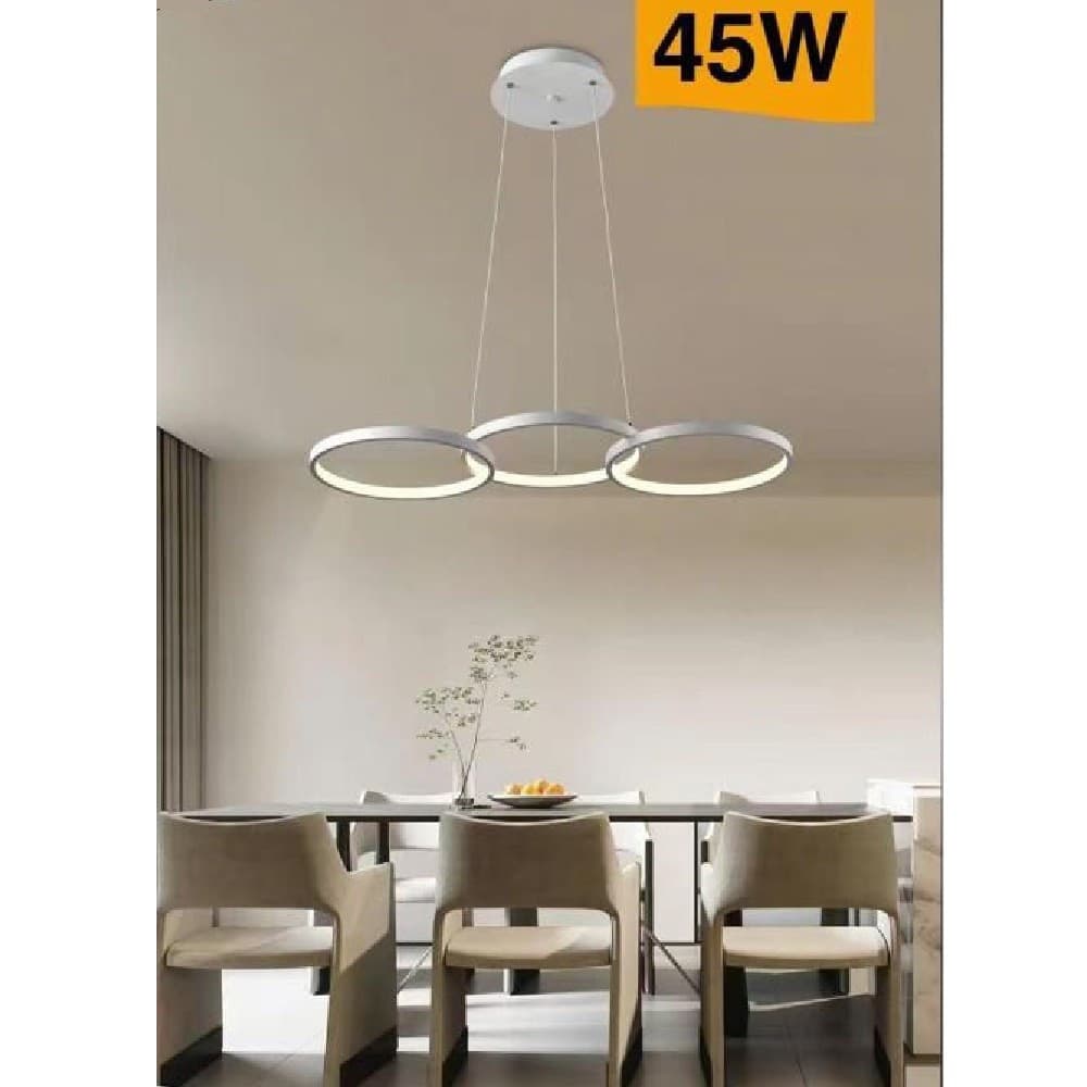 LAMPADARIO MODERNO A SOSPENSIONE LED 3 CERCHI 45WATT LUCE 3000K 4000K 6500K B63B - 8