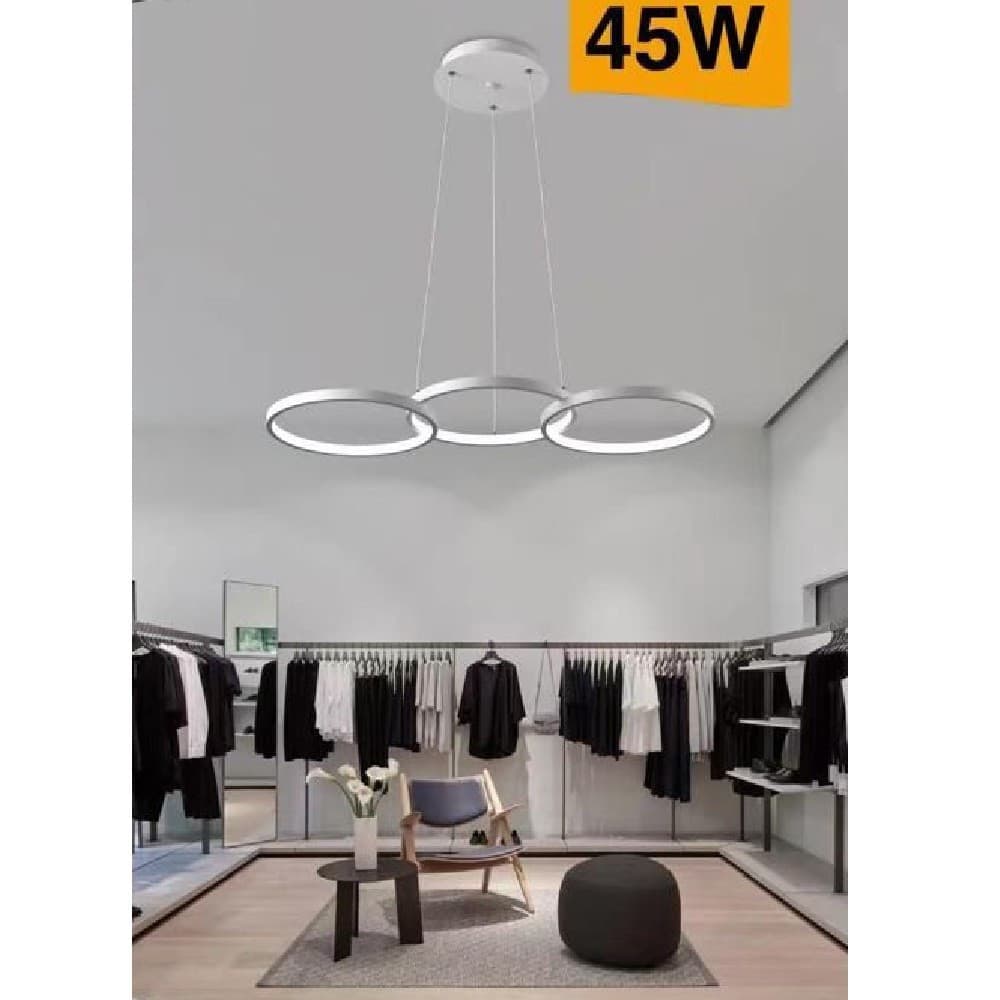LAMPADARIO MODERNO A SOSPENSIONE LED 3 CERCHI 45WATT LUCE 3000K 4000K 6500K B63B - 6