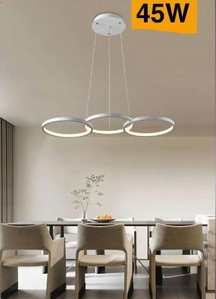 LAMPADARIO MODERNO A SOSPENSIONE LED 3 CERCHI 45WATT LUCE 3000K 4000K 6500K B63B - 2