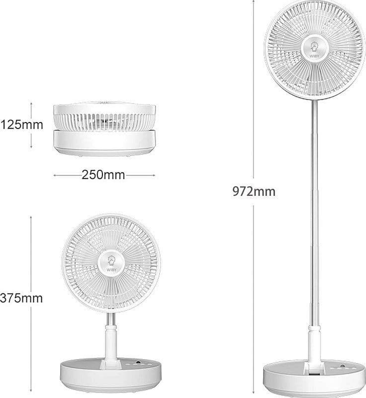 VENTILATORE PORTATILE P21 BATTERIA RICARICABILE SALVASPAZIO PIEGHEVOLE SILENZIOSO - 4