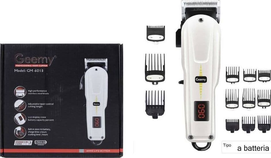 TAGLIA CAPELLI PROFESSIONALE SENZA FILI LUNGA DURATA A BATTERIA PETTINI GM-6018 - 9