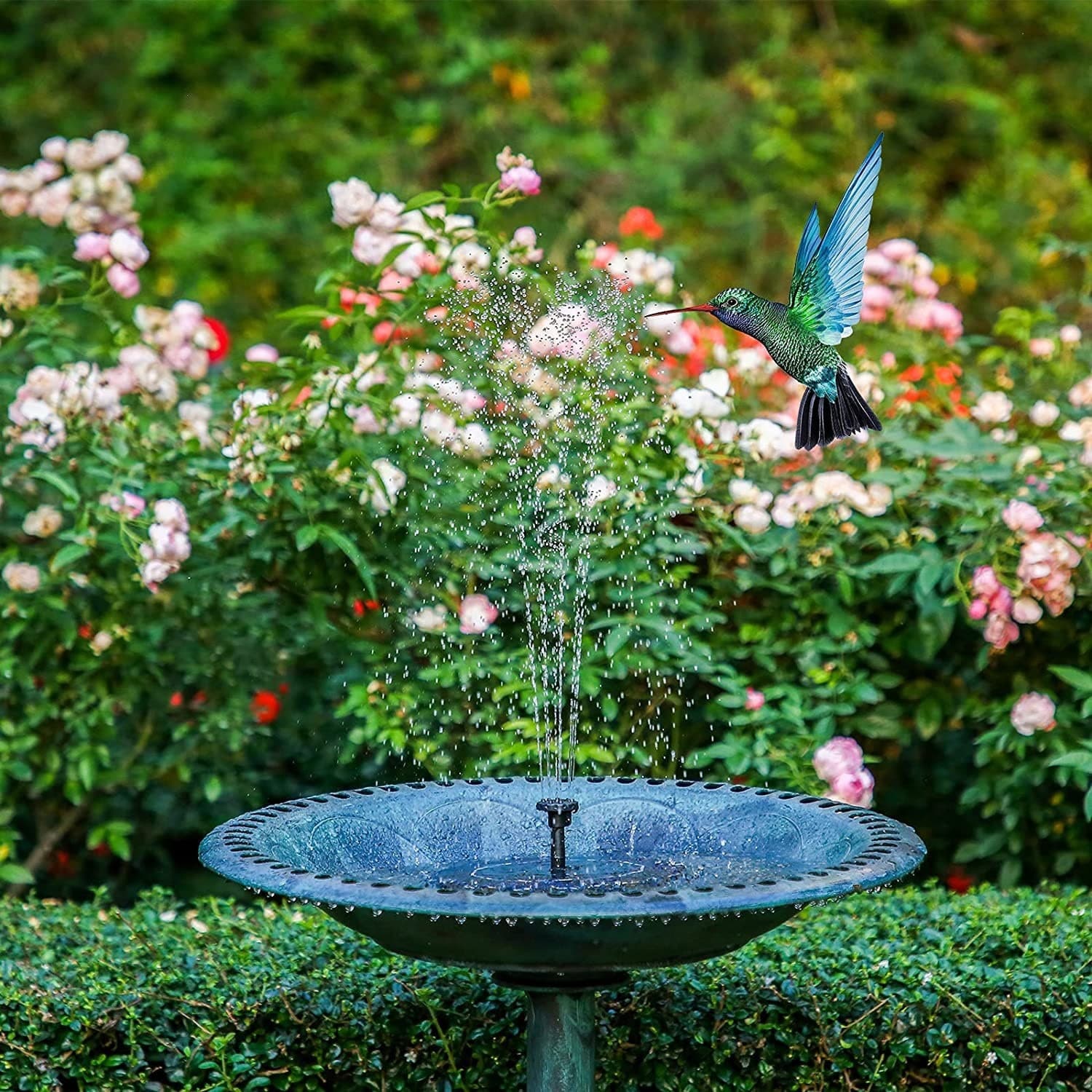 FONTANA CON PANNELLO SOLARE DA GIARDINO PER LAGHETTO PISCINA UCCELLI ACQUA - 7