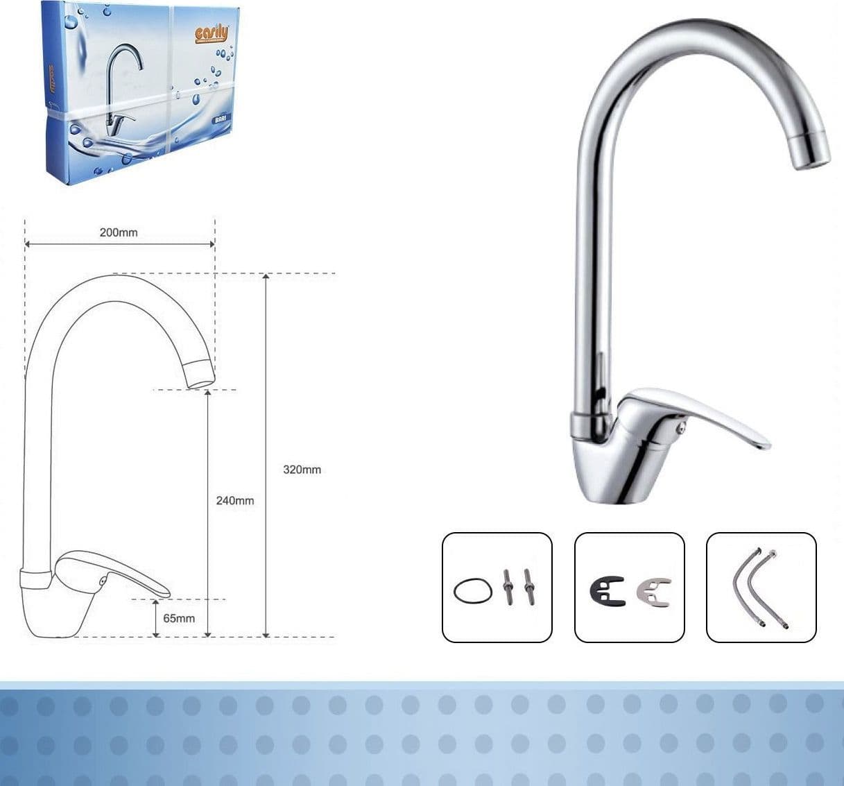 MISCELATORE RUBINETTO BARI ESY_52933 CANNA ALTA FORO MONOCOMANDO RUBINETTERIA - 2