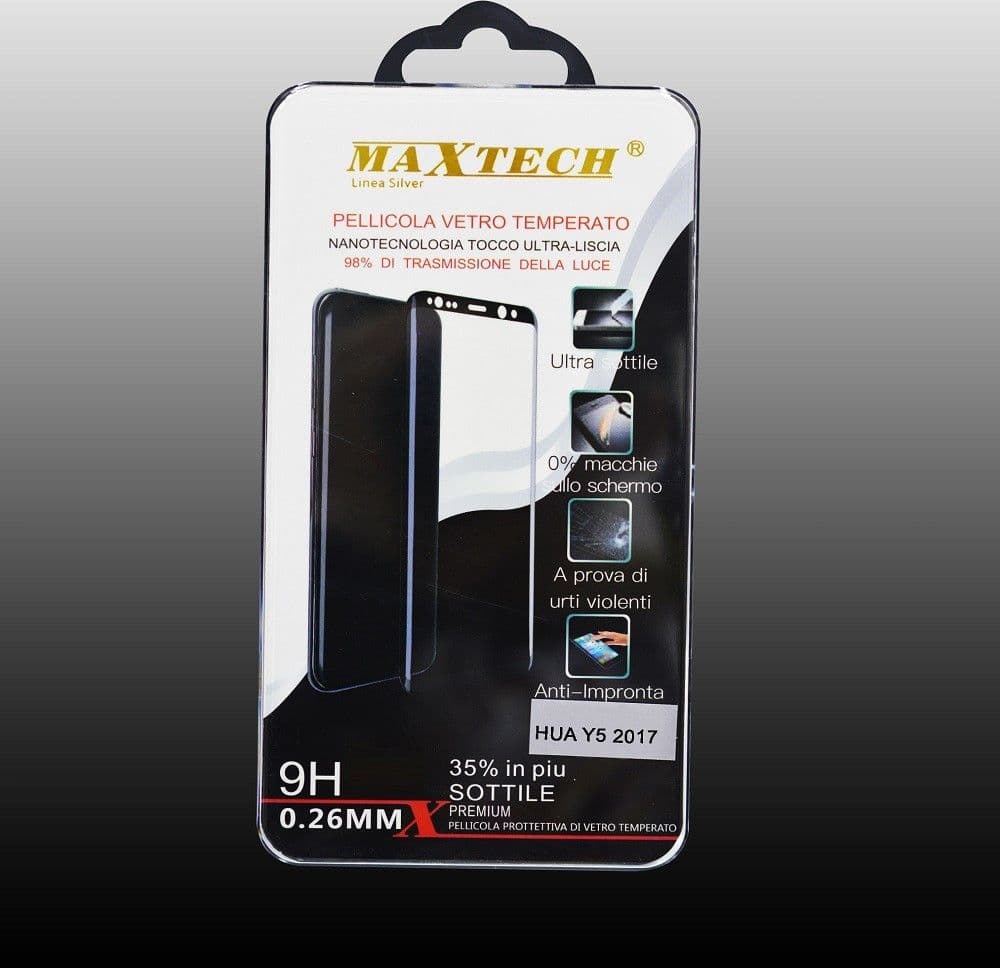 PELLICOLA VETRO TEMPERATO PER HUAWEI Y5 2017 PROTEZIONE SCHERMO MAXTECH P-Y5 2017