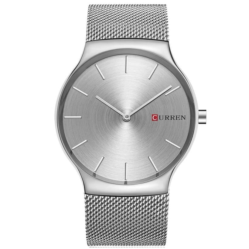 OROLOGIO POLSO CURREN 8256 ANALOGICO QUARZO MAGLIA SILVER QUAD SILVER