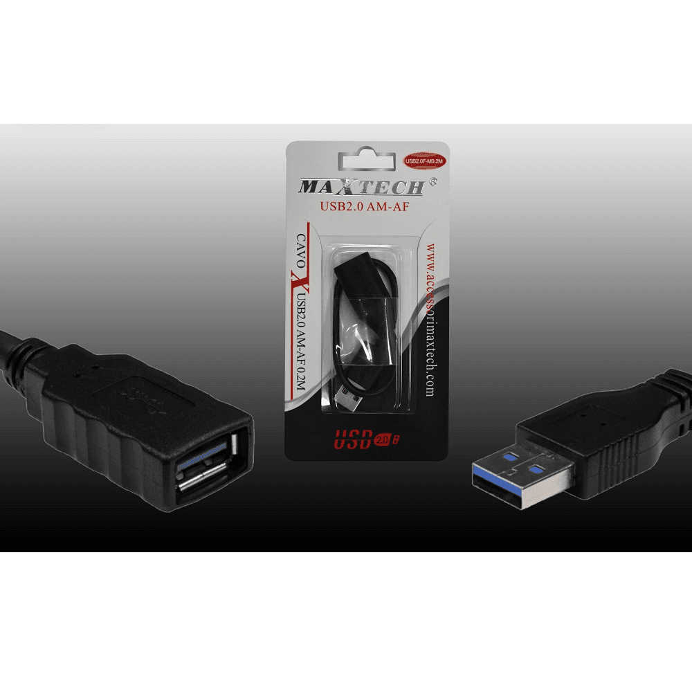 CAVO PROLUNGA USB 2.0 0.2MT MASCHIO A FEMMINA PER PC COMPUTER MAXTECH USB2.0F-M0.2M - 2