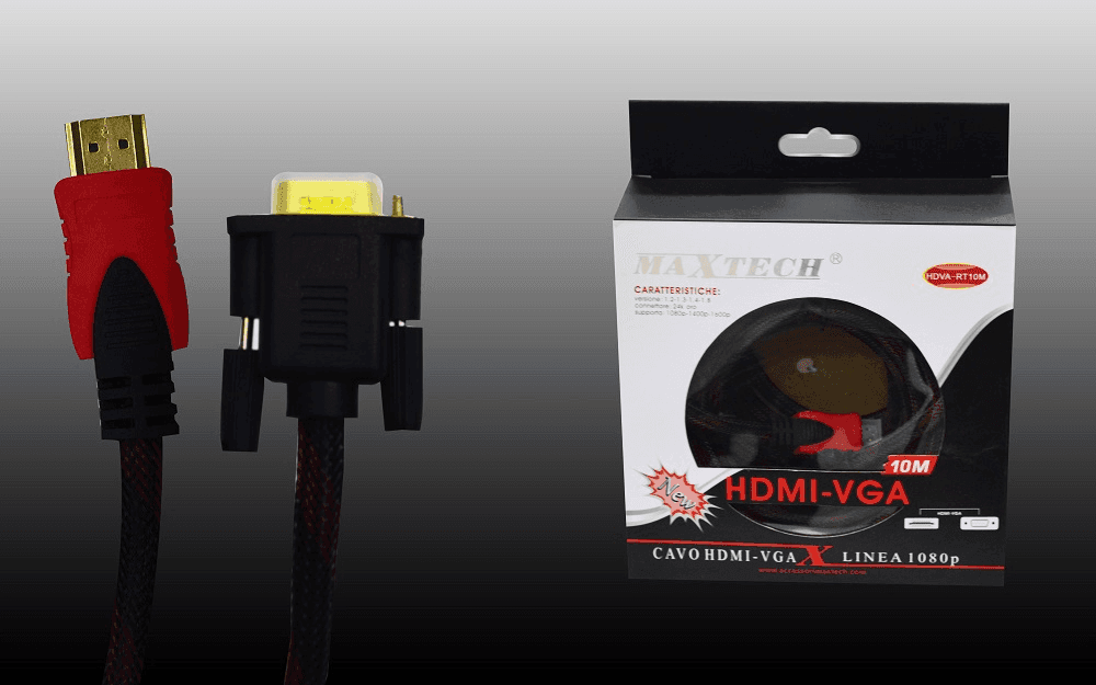 CAVO VIDEO RETINATO DA HDMI A VGA LINEA 1080P DA 10 METRI MAXTECH HDVA-RT10M - 2