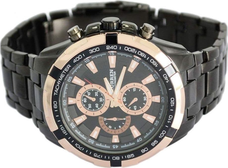OROLOGIO DA POLSO ANALOGICO WATCH QUARZO BLACK SILVER CURREN 8023 IMPERMEABILE - 4